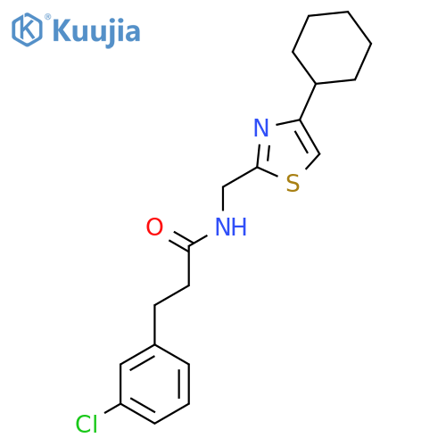3-(3-chlorophenyl)-N-(4-cyclohexyl-1,3-thiazol-2-yl)methylpropanamide structure