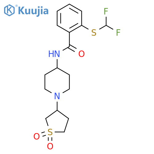 2-(difluoromethyl)sulfanyl-N-1-(1,1-dioxo-1lambda6-thiolan-3-yl)piperidin-4-ylbenzamide structure