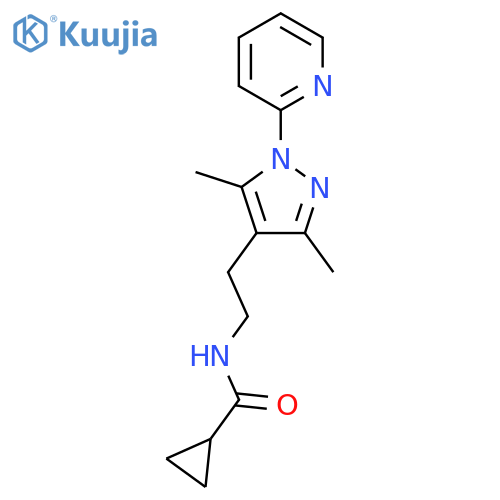 N-{2-[3,5-dimethyl-1-(pyridin-2-yl)-1H-pyrazol-4-yl]ethyl}cyclopropanecarboxamide structure