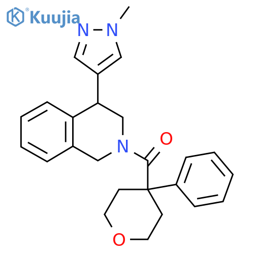 4-(1-methyl-1H-pyrazol-4-yl)-2-(4-phenyloxane-4-carbonyl)-1,2,3,4-tetrahydroisoquinoline structure