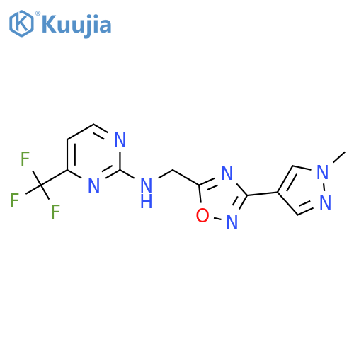 N-{[3-(1-methyl-1H-pyrazol-4-yl)-1,2,4-oxadiazol-5-yl]methyl}-4-(trifluoromethyl)pyrimidin-2-amine structure