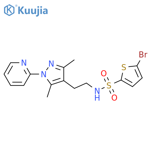 5-bromo-N-{2-[3,5-dimethyl-1-(pyridin-2-yl)-1H-pyrazol-4-yl]ethyl}thiophene-2-sulfonamide structure