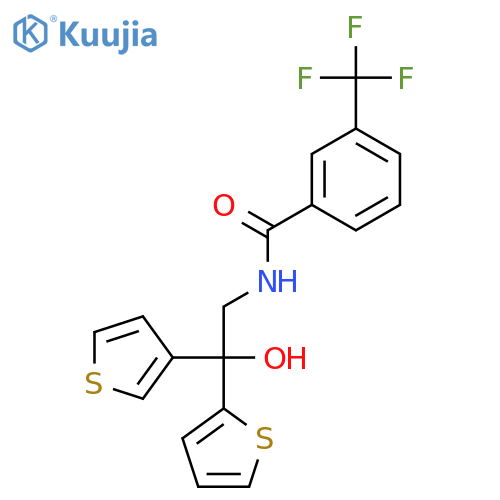 N-2-hydroxy-2-(thiophen-2-yl)-2-(thiophen-3-yl)ethyl-3-(trifluoromethyl)benzamide structure