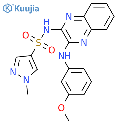 N-{3-[(3-methoxyphenyl)amino]quinoxalin-2-yl}-1-methyl-1H-pyrazole-4-sulfonamide structure