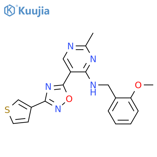 N-[(2-methoxyphenyl)methyl]-2-methyl-5-[3-(thiophen-3-yl)-1,2,4-oxadiazol-5-yl]pyrimidin-4-amine structure