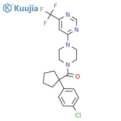 4-{4-[1-(4-chlorophenyl)cyclopentanecarbonyl]piperazin-1-yl}-6-(trifluoromethyl)pyrimidine structure