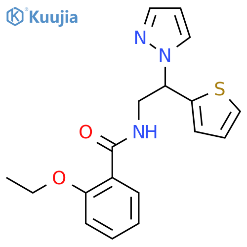 2-ethoxy-N-[2-(1H-pyrazol-1-yl)-2-(thiophen-2-yl)ethyl]benzamide structure