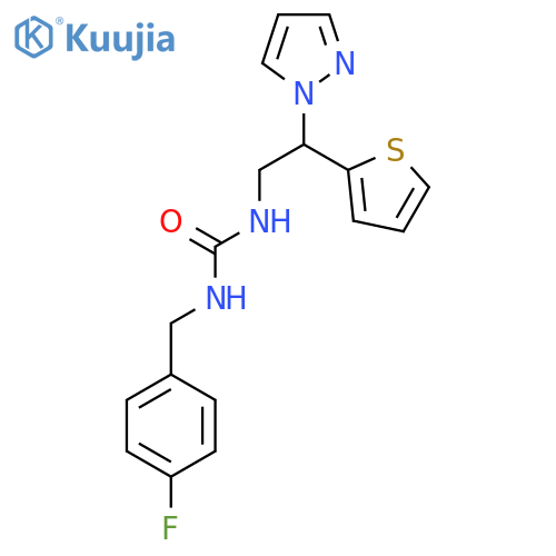 1-(4-fluorophenyl)methyl-3-2-(1H-pyrazol-1-yl)-2-(thiophen-2-yl)ethylurea structure