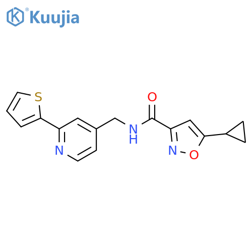 5-cyclopropyl-N-{[2-(thiophen-2-yl)pyridin-4-yl]methyl}-1,2-oxazole-3-carboxamide structure