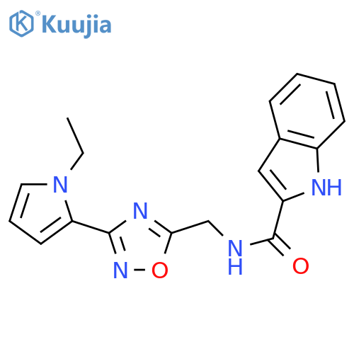 N-{[3-(1-ethyl-1H-pyrrol-2-yl)-1,2,4-oxadiazol-5-yl]methyl}-1H-indole-2-carboxamide structure