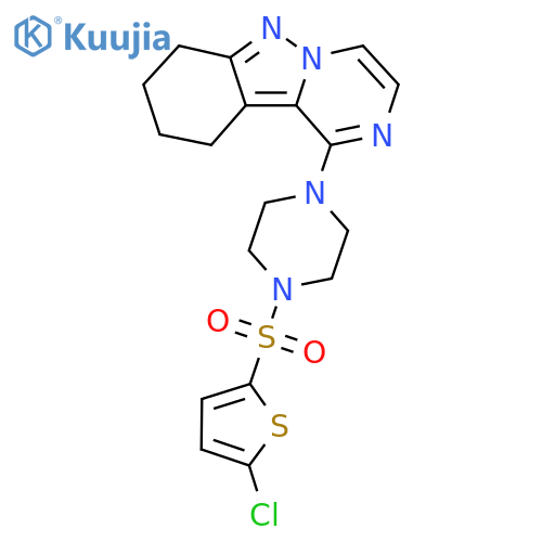 1-[(5-chlorothiophen-2-yl)sulfonyl]-4-{7H,8H,9H,10H-pyrazino[1,2-b]indazol-1-yl}piperazine structure