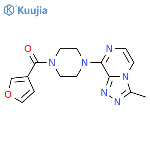 1-(furan-3-carbonyl)-4-{3-methyl-[1,2,4]triazolo[4,3-a]pyrazin-8-yl}piperazine structure
