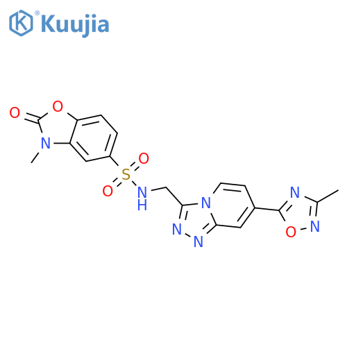 3-methyl-N-{[7-(3-methyl-1,2,4-oxadiazol-5-yl)-[1,2,4]triazolo[4,3-a]pyridin-3-yl]methyl}-2-oxo-2,3-dihydro-1,3-benzoxazole-5-sulfonamide structure