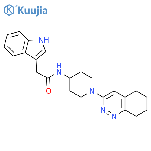 2-(1H-indol-3-yl)-N-[1-(5,6,7,8-tetrahydrocinnolin-3-yl)piperidin-4-yl]acetamide structure
