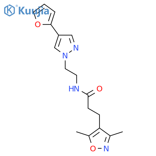 3-(3,5-dimethyl-1,2-oxazol-4-yl)-N-{2-4-(furan-2-yl)-1H-pyrazol-1-ylethyl}propanamide structure