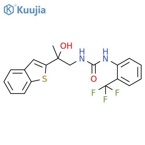 3-[2-(1-benzothiophen-2-yl)-2-hydroxypropyl]-1-[2-(trifluoromethyl)phenyl]urea structure