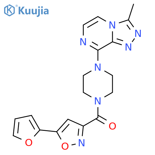 1-[5-(furan-2-yl)-1,2-oxazole-3-carbonyl]-4-{3-methyl-[1,2,4]triazolo[4,3-a]pyrazin-8-yl}piperazine structure