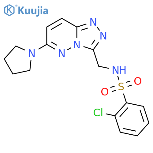 2-chloro-N-{6-(pyrrolidin-1-yl)-1,2,4triazolo4,3-bpyridazin-3-ylmethyl}benzene-1-sulfonamide structure