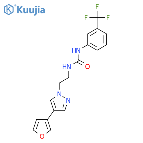 3-{2-[4-(furan-3-yl)-1H-pyrazol-1-yl]ethyl}-1-[3-(trifluoromethyl)phenyl]urea structure