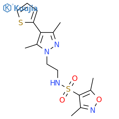 N-{2-3,5-dimethyl-4-(thiophen-2-yl)-1H-pyrazol-1-ylethyl}-3,5-dimethyl-1,2-oxazole-4-sulfonamide structure