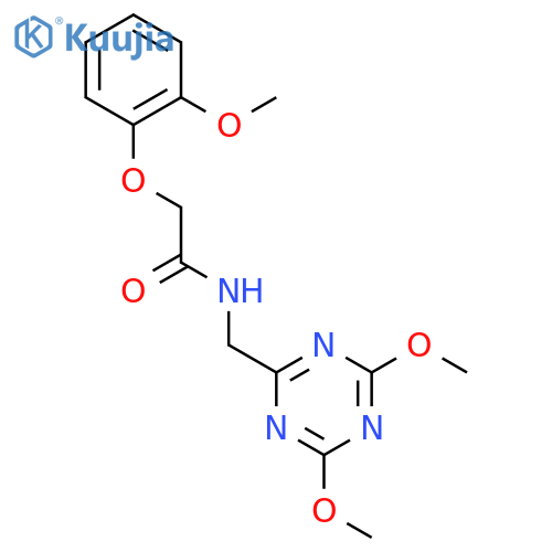N-(4,6-dimethoxy-1,3,5-triazin-2-yl)methyl-2-(2-methoxyphenoxy)acetamide structure