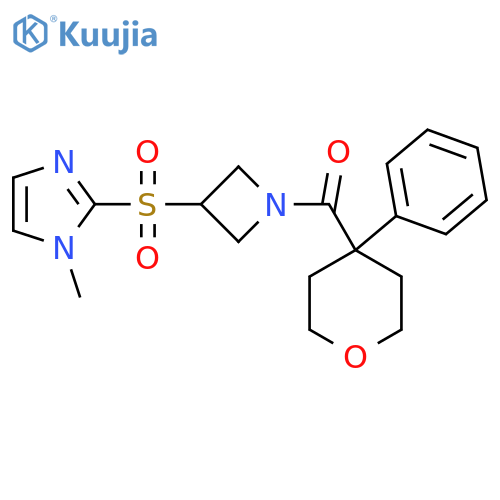 1-methyl-2-{[1-(4-phenyloxane-4-carbonyl)azetidin-3-yl]sulfonyl}-1H-imidazole structure