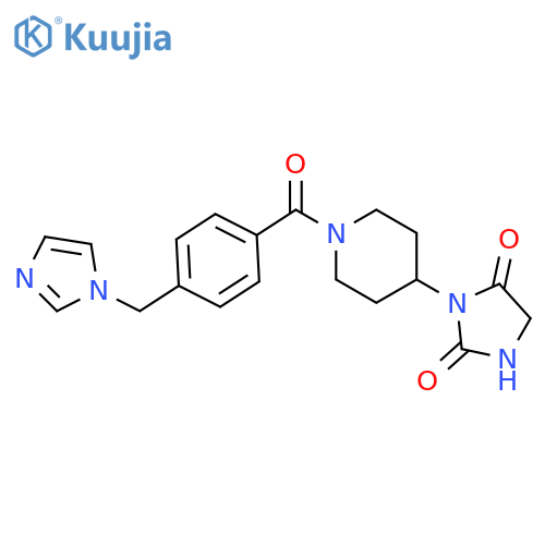 3-[1-[4-(imidazol-1-ylmethyl)benzoyl]piperidin-4-yl]imidazolidine-2,4-dione structure