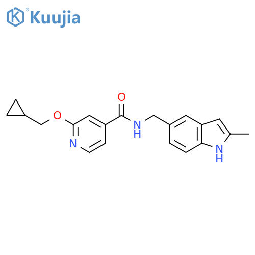 2-(cyclopropylmethoxy)-N-((2-methyl-1H-indol-5-yl)methyl)isonicotinamide structure