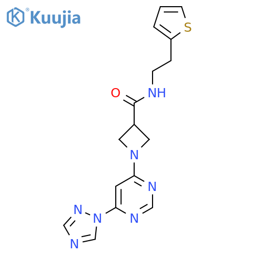 N-2-(thiophen-2-yl)ethyl-1-6-(1H-1,2,4-triazol-1-yl)pyrimidin-4-ylazetidine-3-carboxamide structure