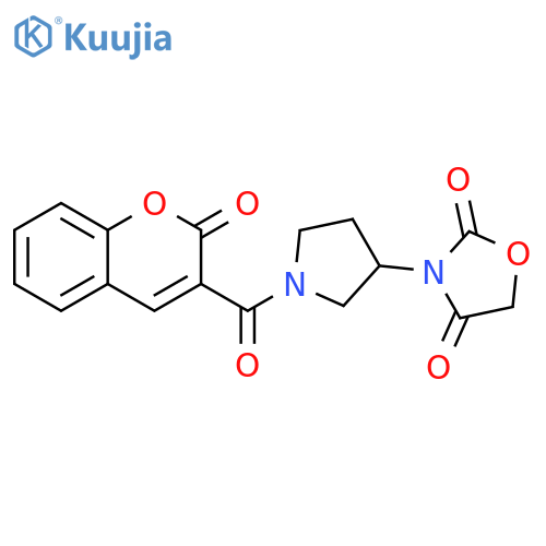 2,4-Oxazolidinedione, 3-[1-[(2-oxo-2H-1-benzopyran-3-yl)carbonyl]-3-pyrrolidinyl]- structure