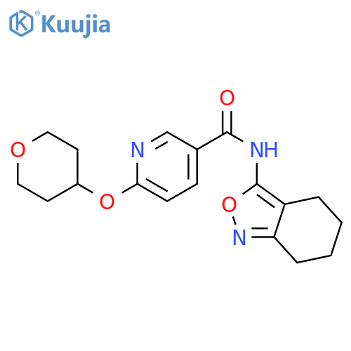 6-(oxan-4-yloxy)-N-(4,5,6,7-tetrahydro-2,1-benzoxazol-3-yl)pyridine-3-carboxamide structure