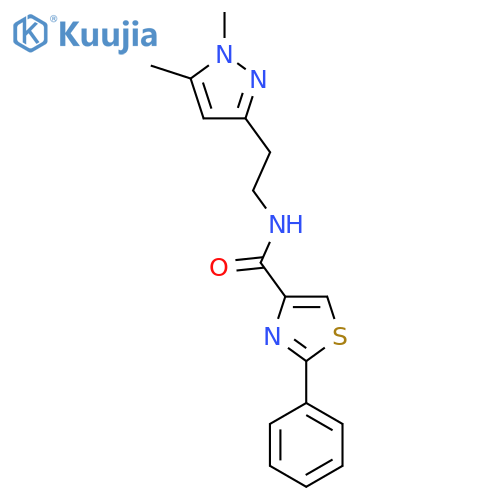N-[2-(1,5-dimethyl-1H-pyrazol-3-yl)ethyl]-2-phenyl-1,3-thiazole-4-carboxamide structure