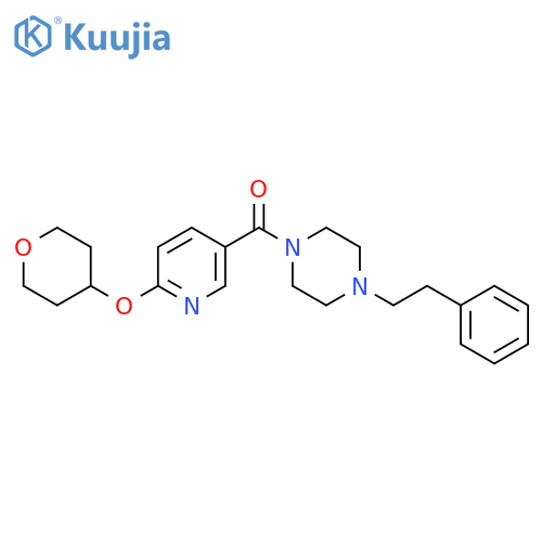 (4-phenethylpiperazin-1-yl)(6-((tetrahydro-2H-pyran-4-yl)oxy)pyridin-3-yl)methanone structure