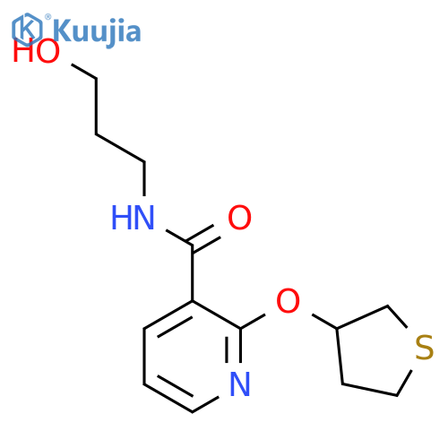 N-(3-hydroxypropyl)-2-((tetrahydrothiophen-3-yl)oxy)nicotinamide structure