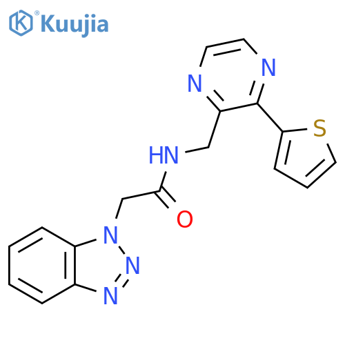 2-(1H-1,2,3-benzotriazol-1-yl)-N-{[3-(thiophen-2-yl)pyrazin-2-yl]methyl}acetamide structure