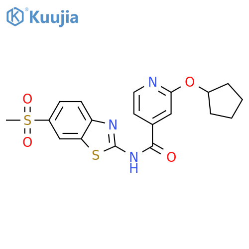 2-cyclopentyloxy-N-(6-methylsulfonyl-1,3-benzothiazol-2-yl)pyridine-4-carboxamide structure