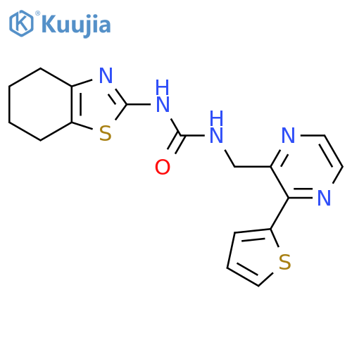 3-(4,5,6,7-tetrahydro-1,3-benzothiazol-2-yl)-1-{[3-(thiophen-2-yl)pyrazin-2-yl]methyl}urea structure