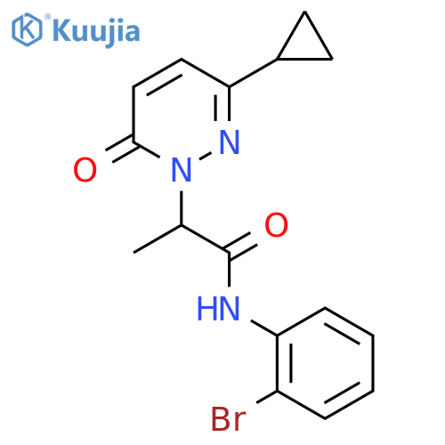 N-(2-bromophenyl)-2-(3-cyclopropyl-6-oxo-1,6-dihydropyridazin-1-yl)propanamide structure