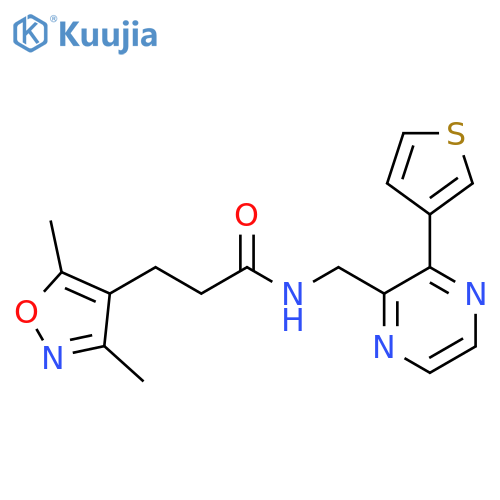 3-(3,5-dimethyl-1,2-oxazol-4-yl)-N-{[3-(thiophen-3-yl)pyrazin-2-yl]methyl}propanamide structure