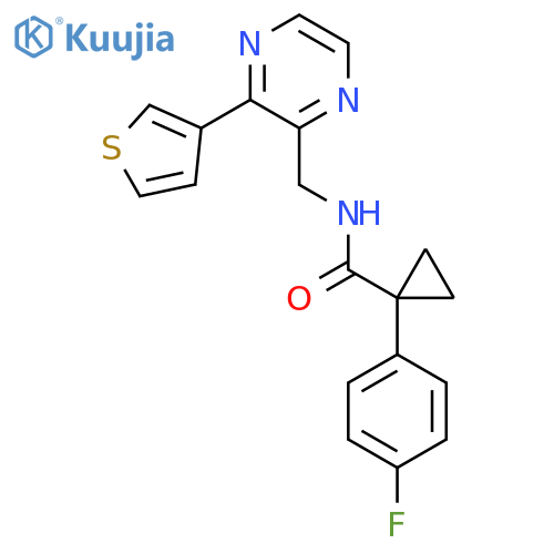 1-(4-fluorophenyl)-N-{[3-(thiophen-3-yl)pyrazin-2-yl]methyl}cyclopropane-1-carboxamide structure