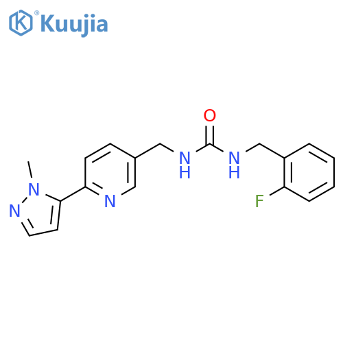 1-[(2-fluorophenyl)methyl]-3-{[6-(1-methyl-1H-pyrazol-5-yl)pyridin-3-yl]methyl}urea structure