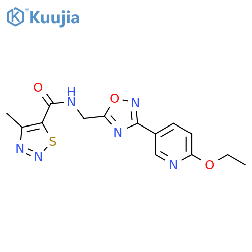 N-{3-(6-ethoxypyridin-3-yl)-1,2,4-oxadiazol-5-ylmethyl}-4-methyl-1,2,3-thiadiazole-5-carboxamide structure