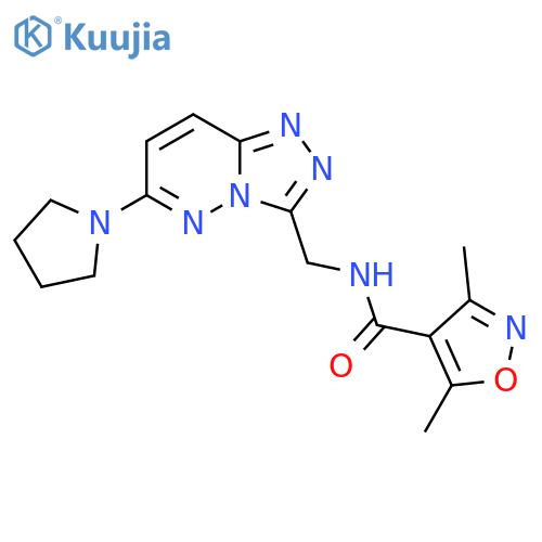 3,5-dimethyl-N-{6-(pyrrolidin-1-yl)-1,2,4triazolo4,3-bpyridazin-3-ylmethyl}-1,2-oxazole-4-carboxamide structure