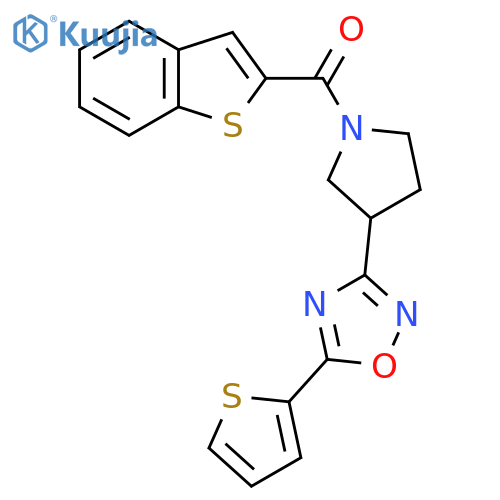 3-1-(1-benzothiophene-2-carbonyl)pyrrolidin-3-yl-5-(thiophen-2-yl)-1,2,4-oxadiazole structure