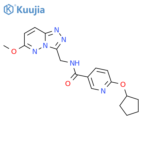 6-(cyclopentyloxy)-N-({6-methoxy-[1,2,4]triazolo[4,3-b]pyridazin-3-yl}methyl)pyridine-3-carboxamide structure