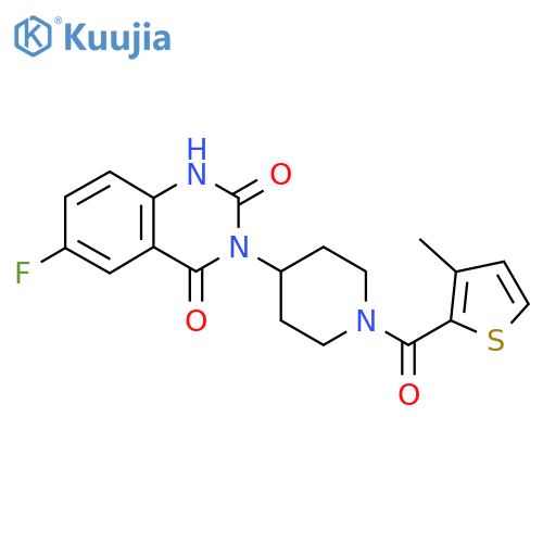 6-fluoro-3-[1-(3-methylthiophene-2-carbonyl)piperidin-4-yl]-1,2,3,4-tetrahydroquinazoline-2,4-dione structure