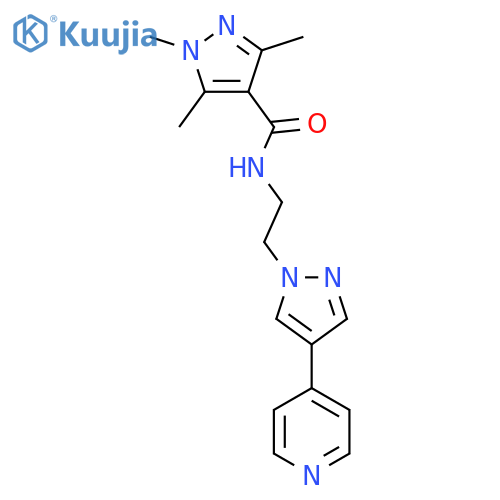 1,3,5-trimethyl-N-{2-4-(pyridin-4-yl)-1H-pyrazol-1-ylethyl}-1H-pyrazole-4-carboxamide structure