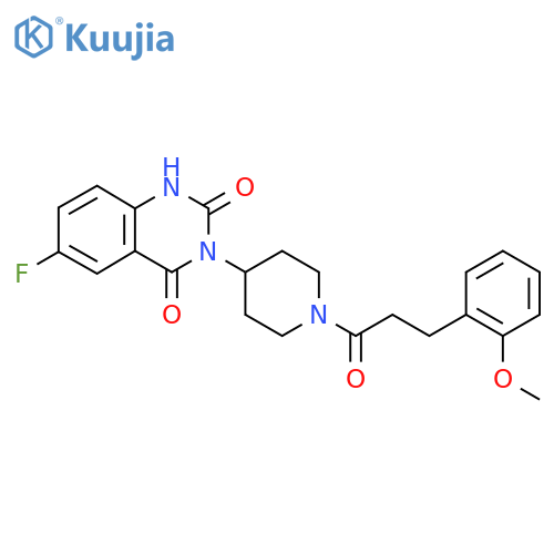 6-fluoro-3-{1-[3-(2-methoxyphenyl)propanoyl]piperidin-4-yl}-1,2,3,4-tetrahydroquinazoline-2,4-dione structure