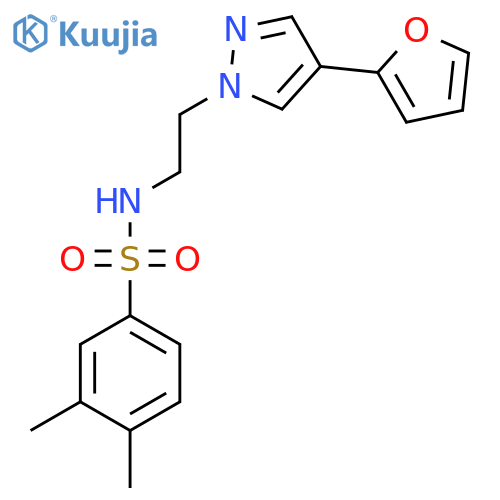 N-{2-4-(furan-2-yl)-1H-pyrazol-1-ylethyl}-3,4-dimethylbenzene-1-sulfonamide structure