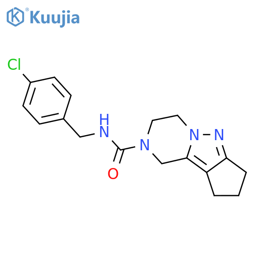 N-(4-chlorophenyl)methyl-7,8,11-triazatricyclo6.4.0.0^{2,6}dodeca-1,6-diene-11-carboxamide structure